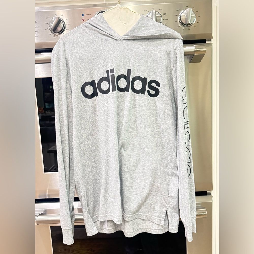 K118- adidas Light Gray Hoodie Shirt with Black Logo